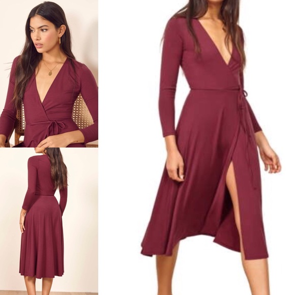 Reformation Dresses & Skirts - Reformation | Maurie Wrap Dress in Aubergine M